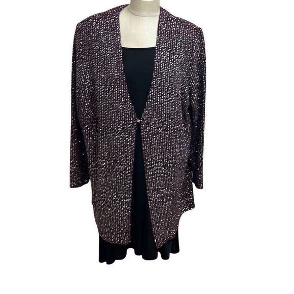 Onyx Nite  by Wendye Chaitlin Red Duster Cardigan  Crystals Size 24 - Picture 1 of 10